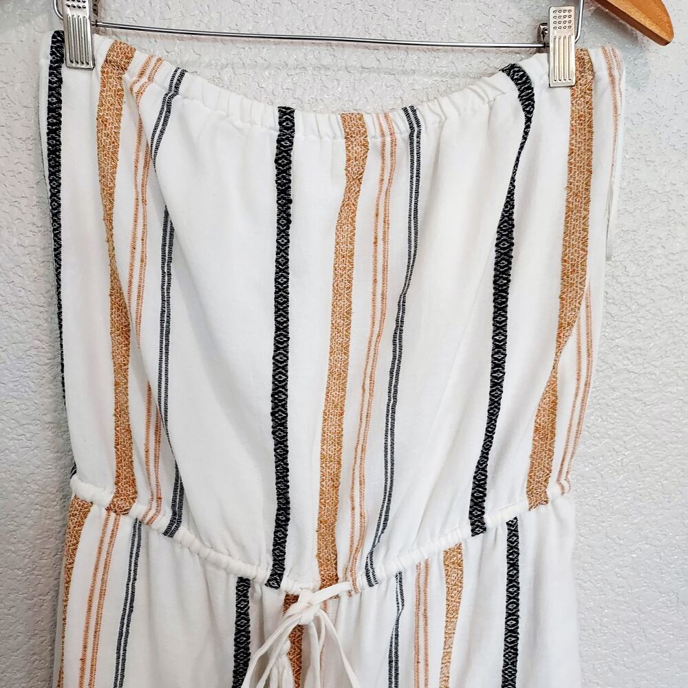 For The Republic Strapless Striped Linen Romper Size M - Picture 4 of 10
